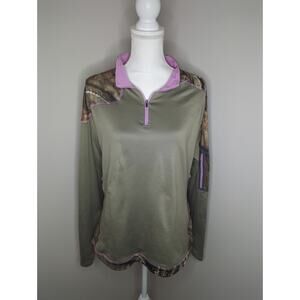 Mossy Oak Yukon Gear Lg Purple Camo Quarter Zip Long Sleeve Shirt